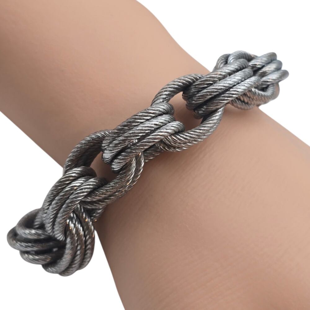 Vintage Milor Bracelet Chunky Nautical Rope Triple Chain Design Small Wrist 6.25